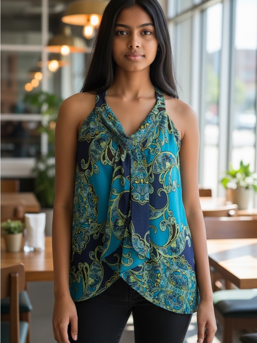 Apt. 9 Teal Paisley Halter Camisole